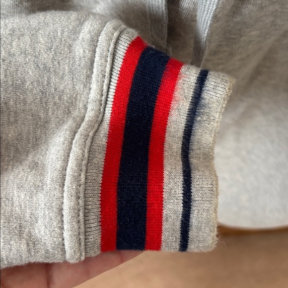 Champion Cropped Gray Hoodie with Red and Blue Accents - Picture 3 of 4
